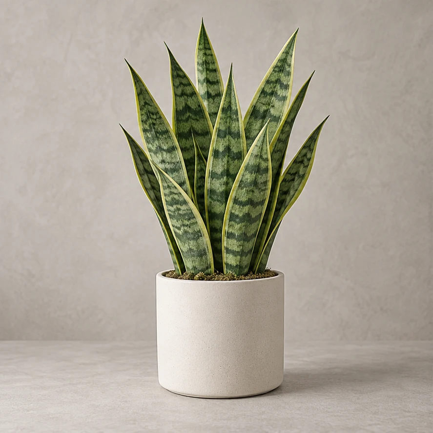 Kanso Artificial Snake Plant in Chalk pot