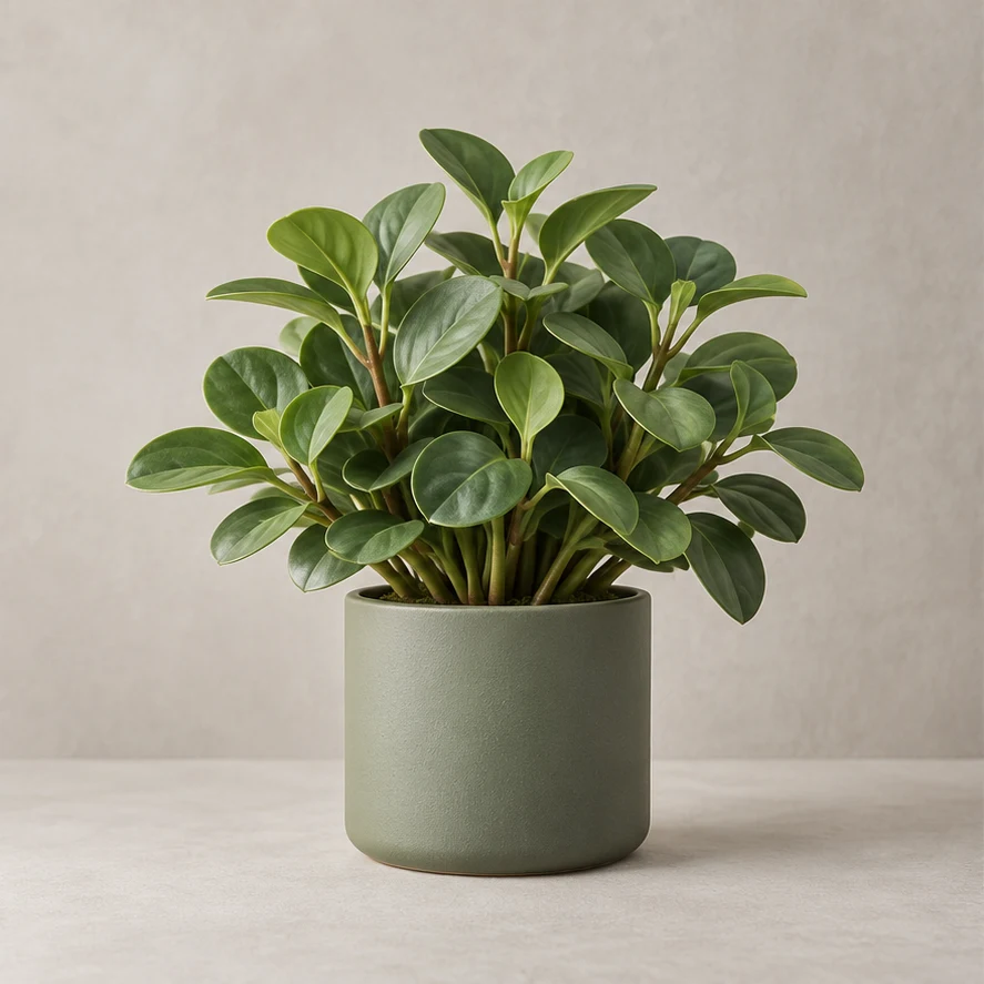 Shizuku Artificial Peperomia in Moss pot